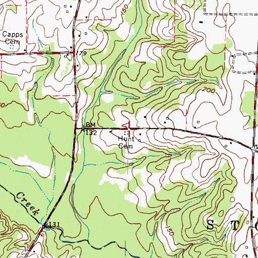 Topographic Map of Hunt Cemetery, NC