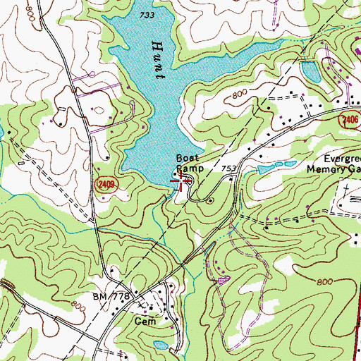Topographic Map of Lake Hunt, NC