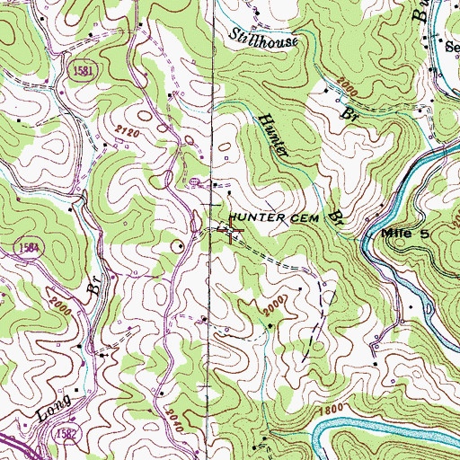 Topographic Map of Hunter Cemetery, NC
