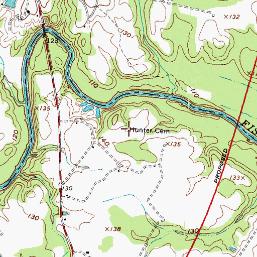 Topographic Map of Hunter Cemetery, NC