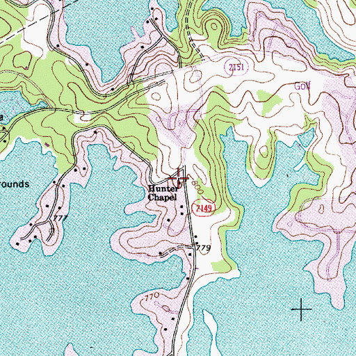 Topographic Map of Hunter Chapel, NC