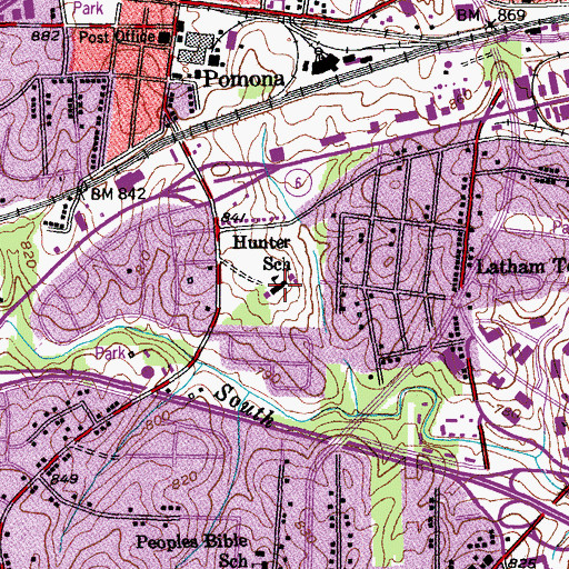 Topographic Map of Hunter School, NC