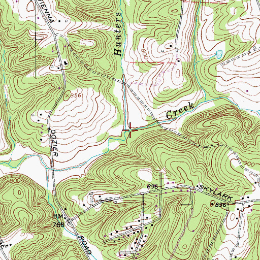 Topographic Map of Hunters Creek, NC