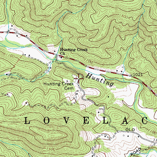 Topographic Map of Hunting Creek Cemetery, NC
