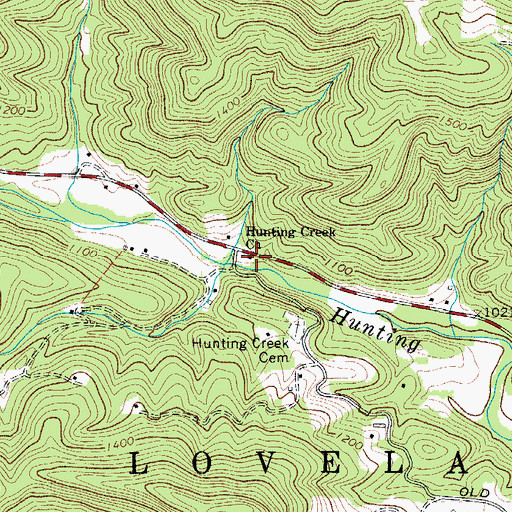 Topographic Map of Hunting Creek Church, NC