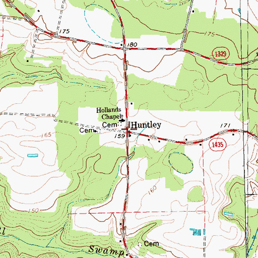 Topographic Map of Huntley, NC