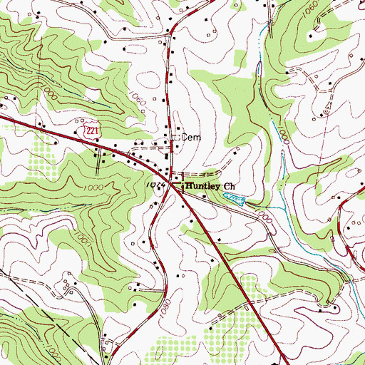 Topographic Map of Huntley Church, NC