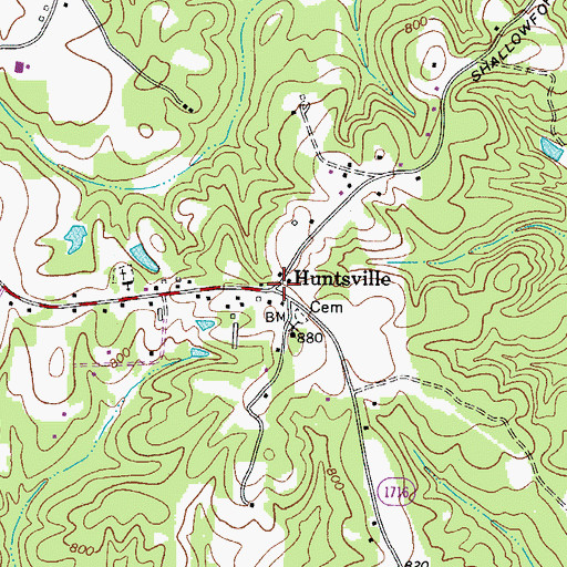 Topographic Map of Huntsville, NC