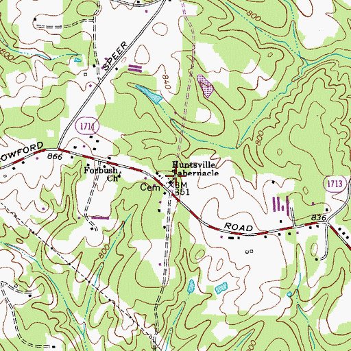 Topographic Map of Tabernacle United Church of Christ, NC