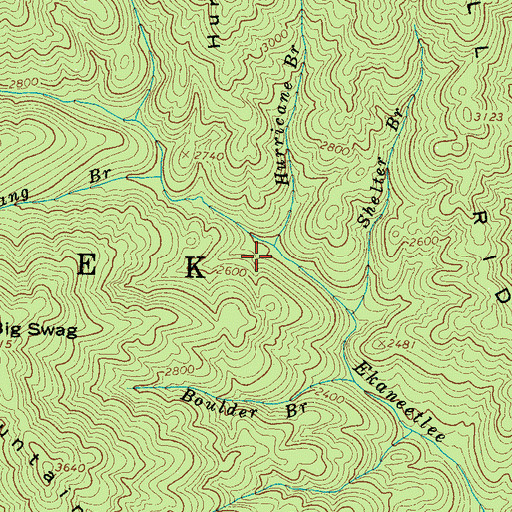 Topographic Map of Hurricane Branch, NC