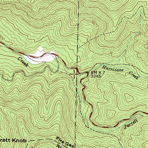 Topographic Map of Hurricane Creek, NC