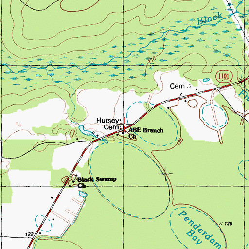 Topographic Map of Hursey Cemetery, NC