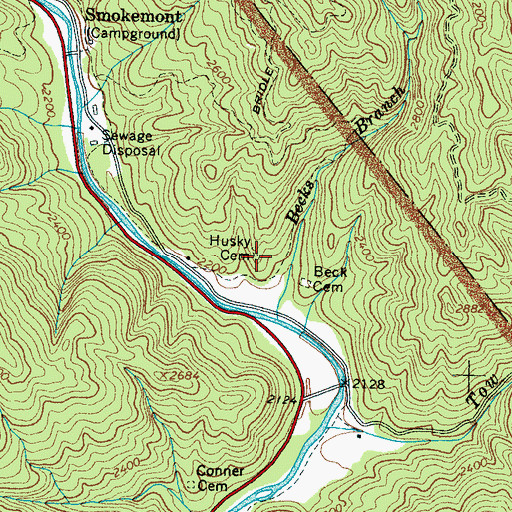 Topographic Map of Old Beck Cemetery, NC