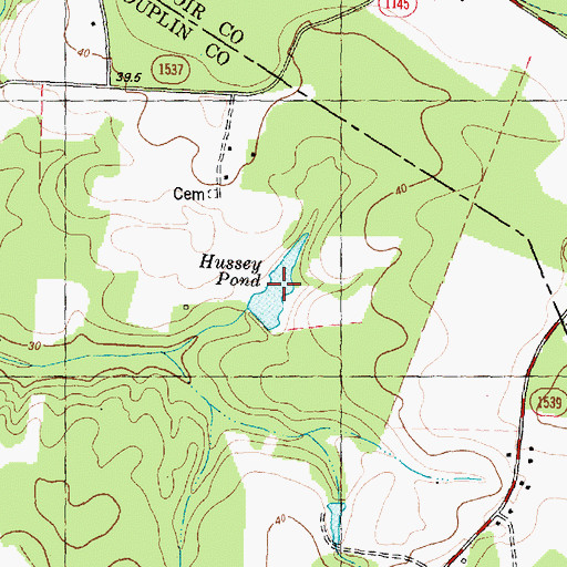Topographic Map of Hussey Pond, NC