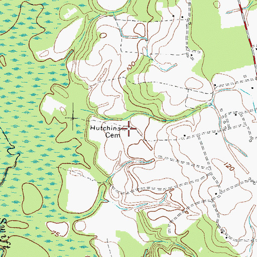 Topographic Map of Hutchins Cemetery, NC
