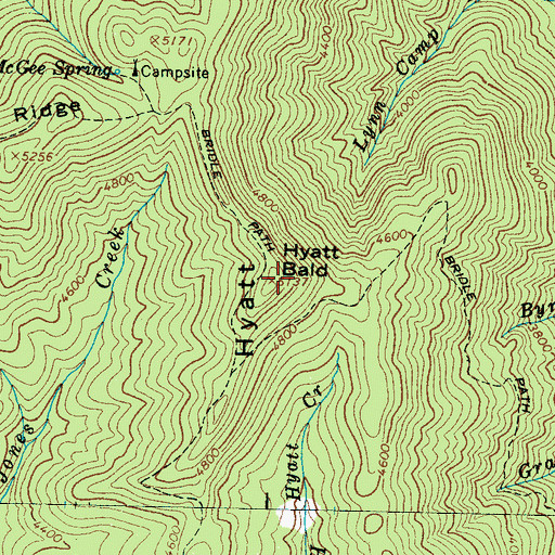 Topographic Map of Hyatt Bald, NC