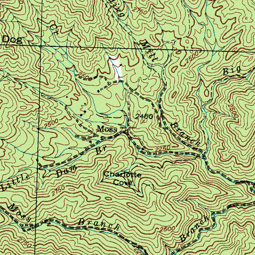 Topographic Map of Hyatt Creek, NC