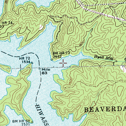 Topographic Map of Hyatt Mill Creek, NC
