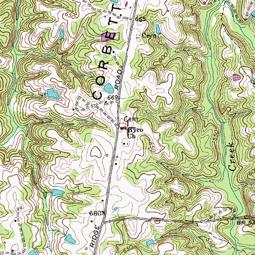 Topographic Map of Hyco Church, NC