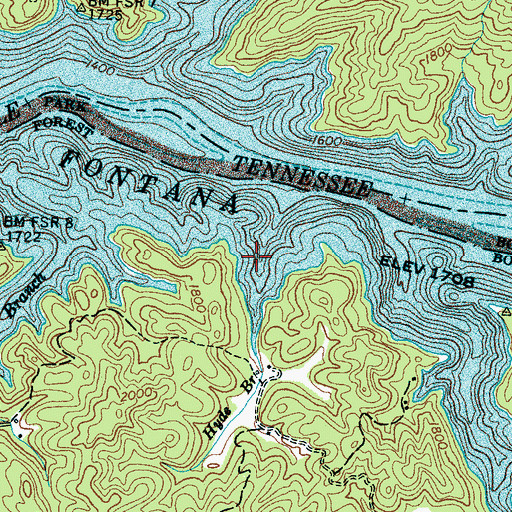 Topographic Map of Hyde Branch, NC