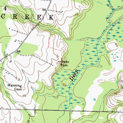 Topographic Map of Hyde Cemetery, NC