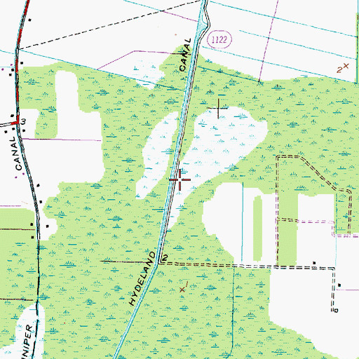 Topographic Map of Hydeland Canal, NC
