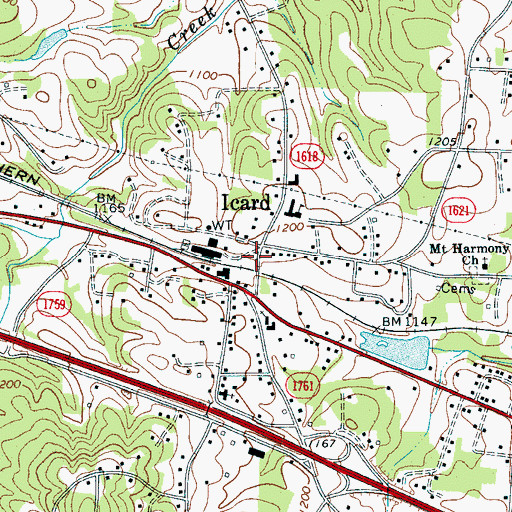 Topographic Map of Icard, NC