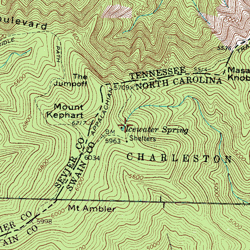 Topographic Map of Icewater Spring, NC