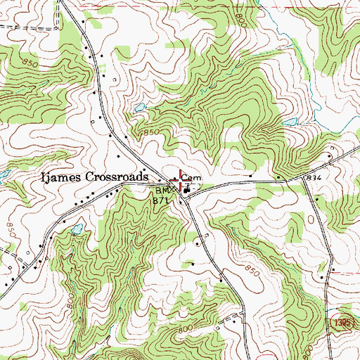 Topographic Map of Ijames Crossroads, NC