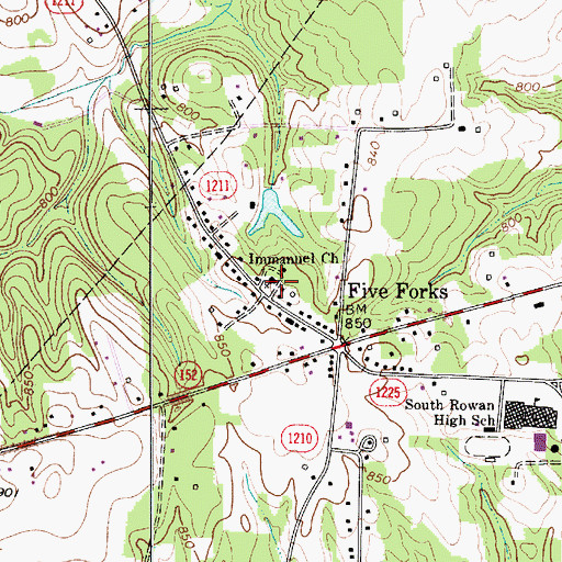 Topographic Map of Immanuel Church, NC