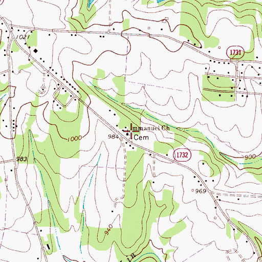 Topographic Map of Immanuel Church, NC