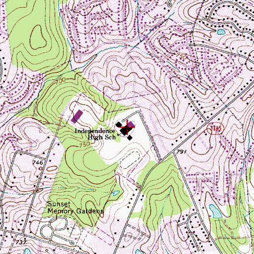 Topographic Map of Independence High School, NC