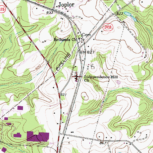 Topographic Map of Independence Hill Church, NC
