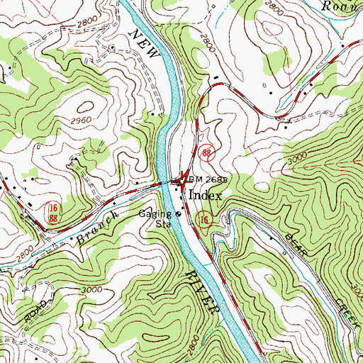 Topographic Map of Index, NC