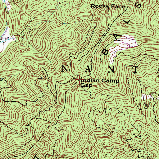 Topographic Map of Indian Camp Gap, NC