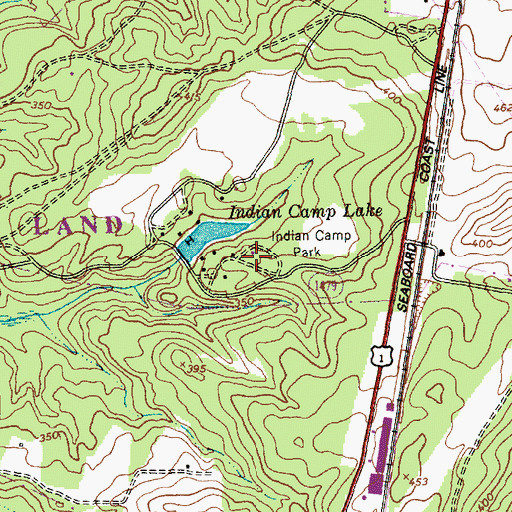 Topographic Map of Indian Camp Park, NC