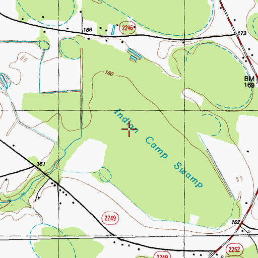 Topographic Map of Indian Camp Swamp, NC