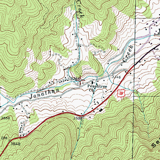 Topographic Map of Indian Creek, NC