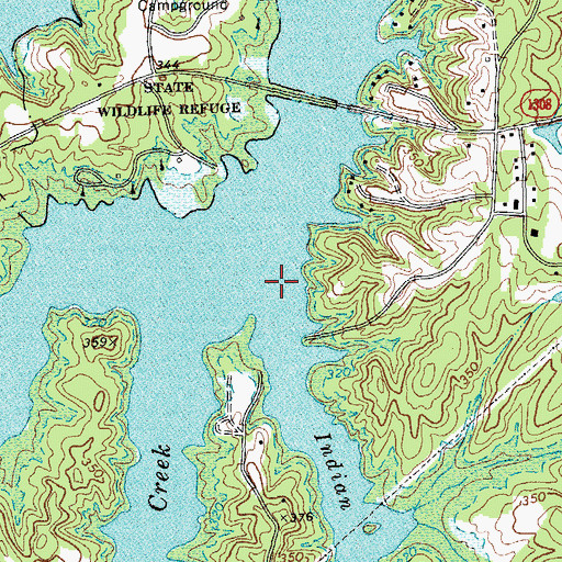 Topographic Map of Indian Creek, NC