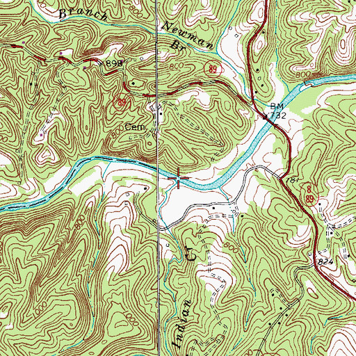 Topographic Map of Indian Creek, NC