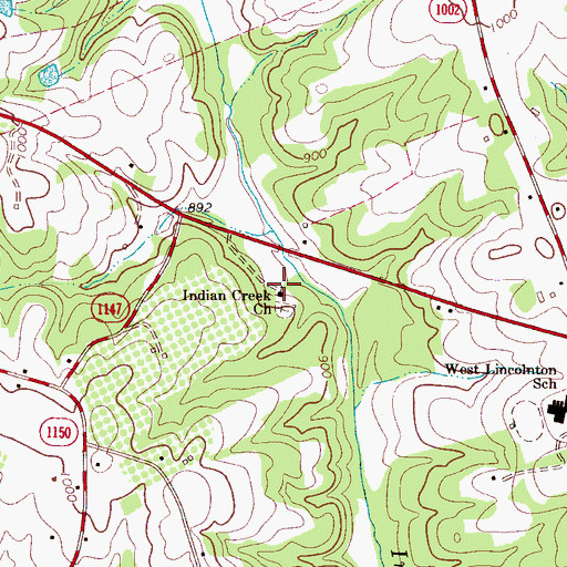 Topographic Map of Indian Creek Church, NC