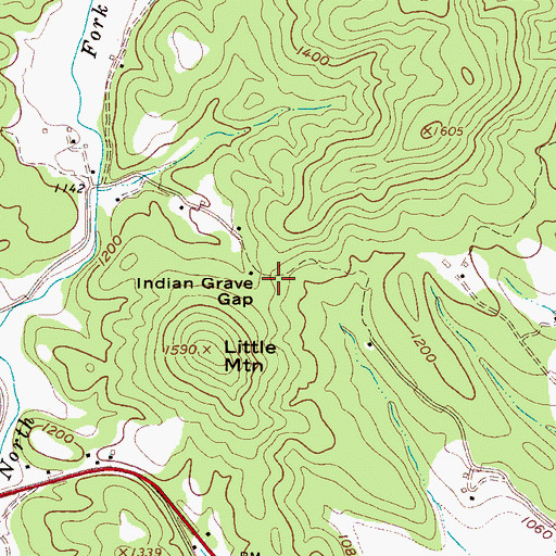 Topographic Map of Indian Grave Gap, NC