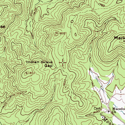 Topographic Map of Indian Grave Gap, NC