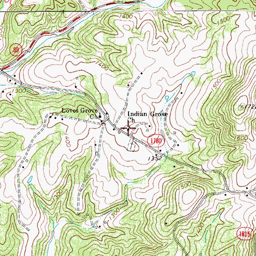 Topographic Map of Indian Grove Church, NC