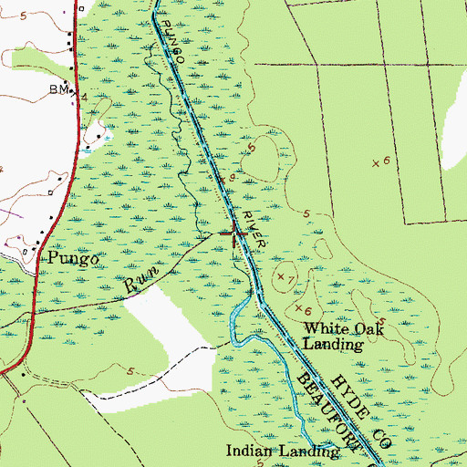 Topographic Map of Indian Run, NC