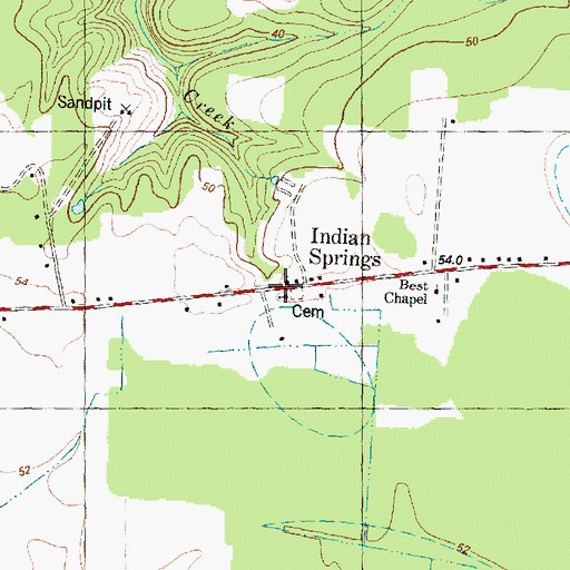 Topographic Map of Indian Springs, NC
