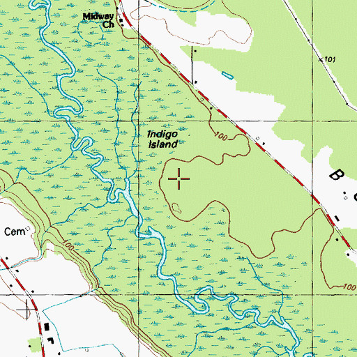 Topographic Map of Indigo Island, NC
