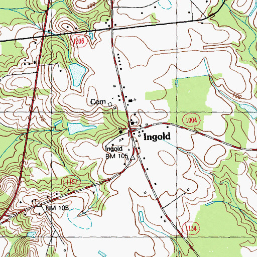 Topographic Map of Ingold, NC