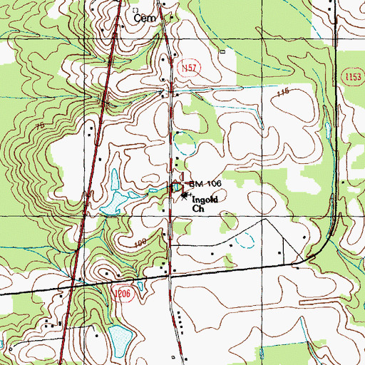Topographic Map of Ingold Church, NC