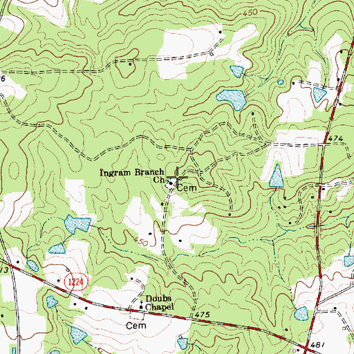Topographic Map of Ingram Branch Church, NC